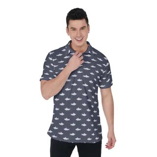 Shark Hawaiian Polo Shirt For Men