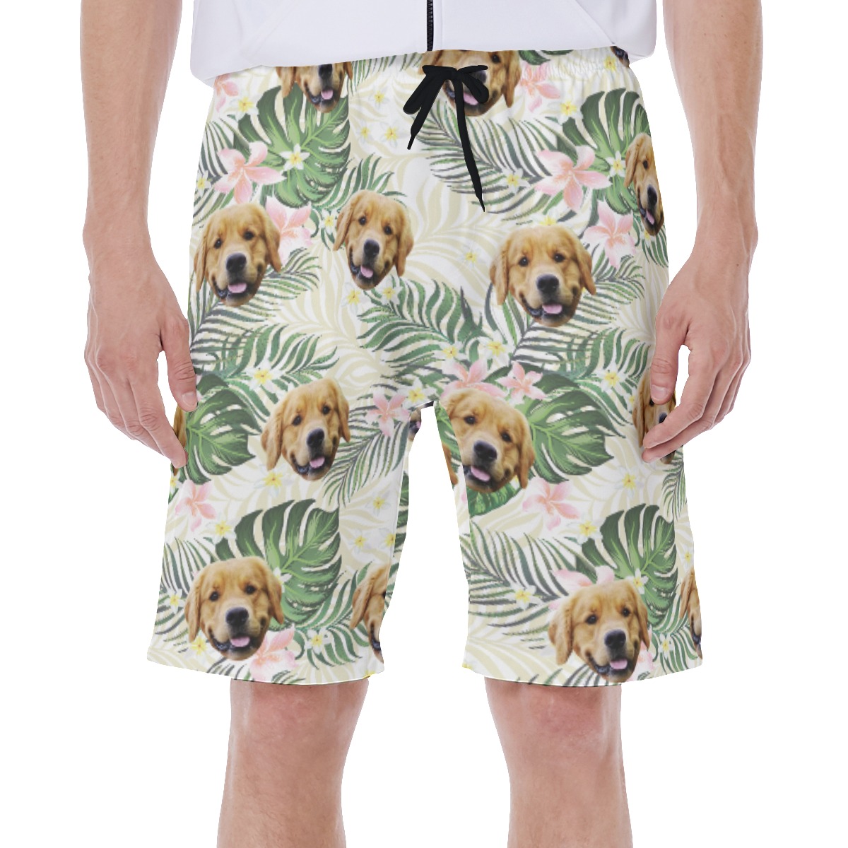 Unique Custom Pet Face Tropical Hawaiian Swim Trunks For Men - variant image 1