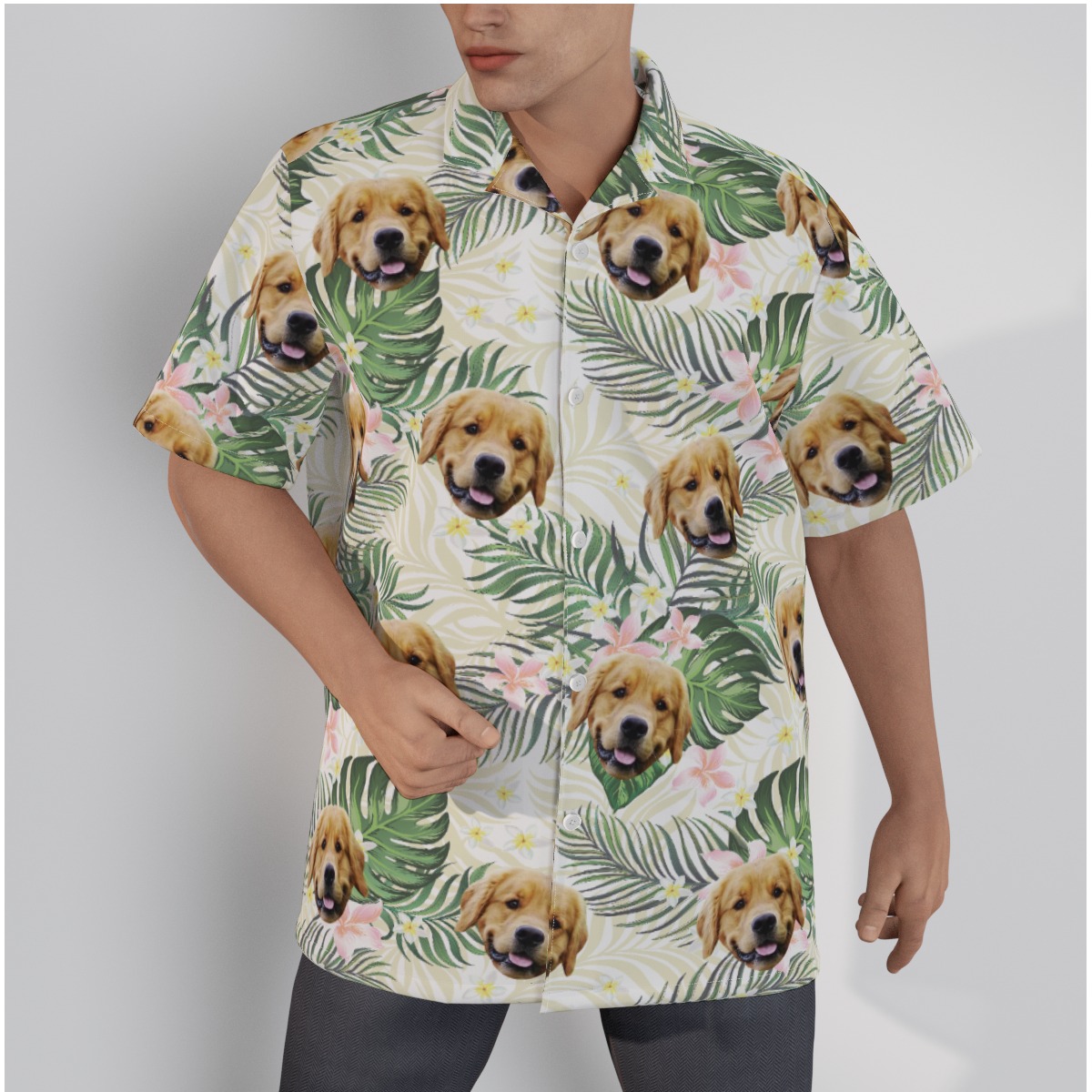 Custom Dog Face Tropical Hawaiian Shirt For Men - variant image 1