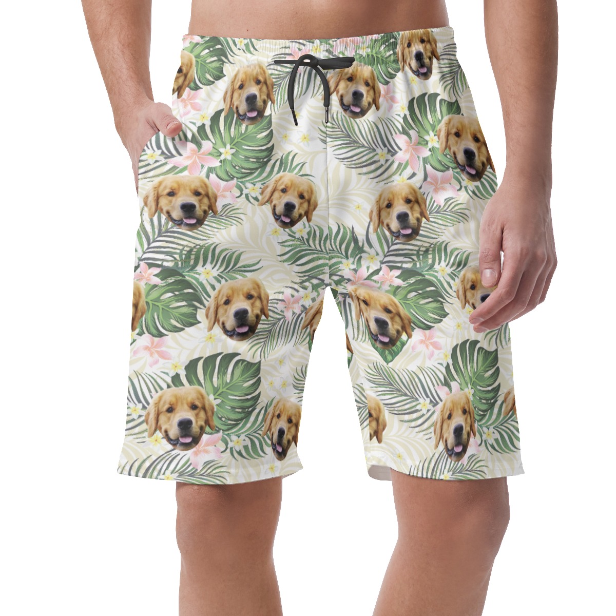 Funny Custom Pet Face Tropical Hawaiian Summer Shorts For Men - variant image 1