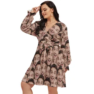 Face Personalized Hawaiian V-neck Oversized Dress