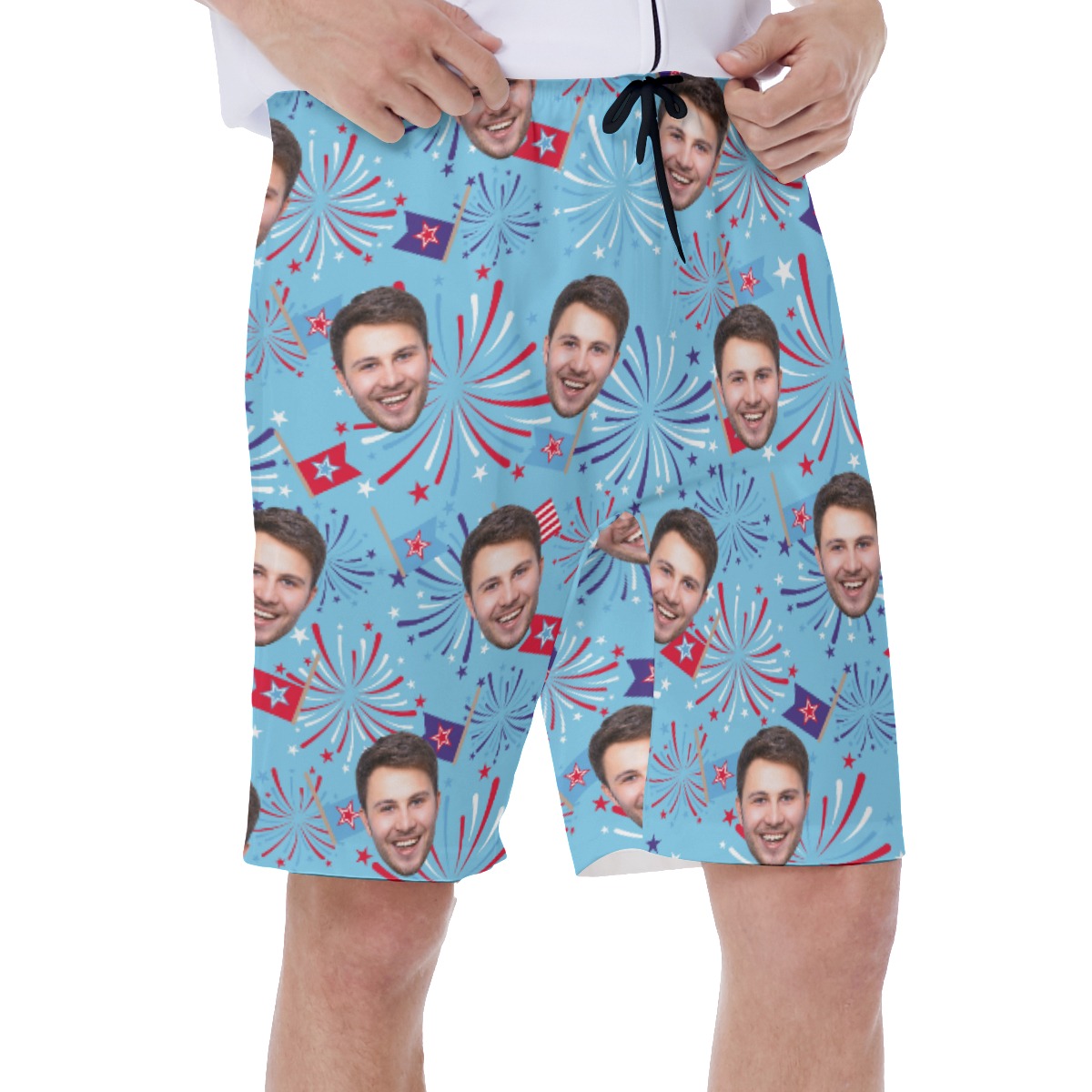 Independence Day Custom Face Men's Hawaiian Shorts