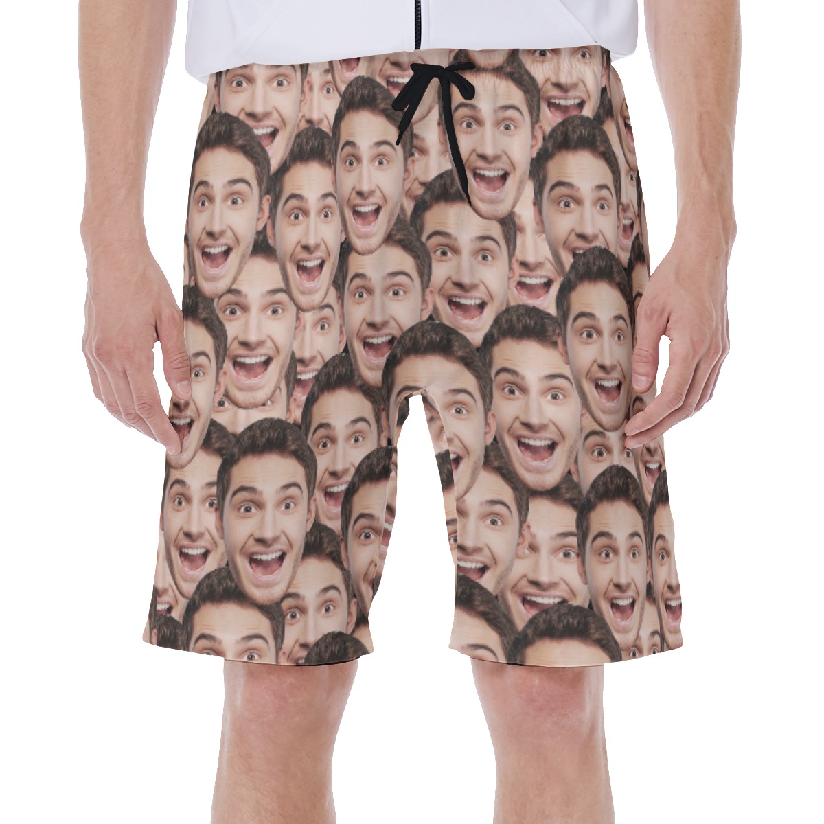 Custom Funny Face Hawaiian Swim Trunks For Men - variant image 1