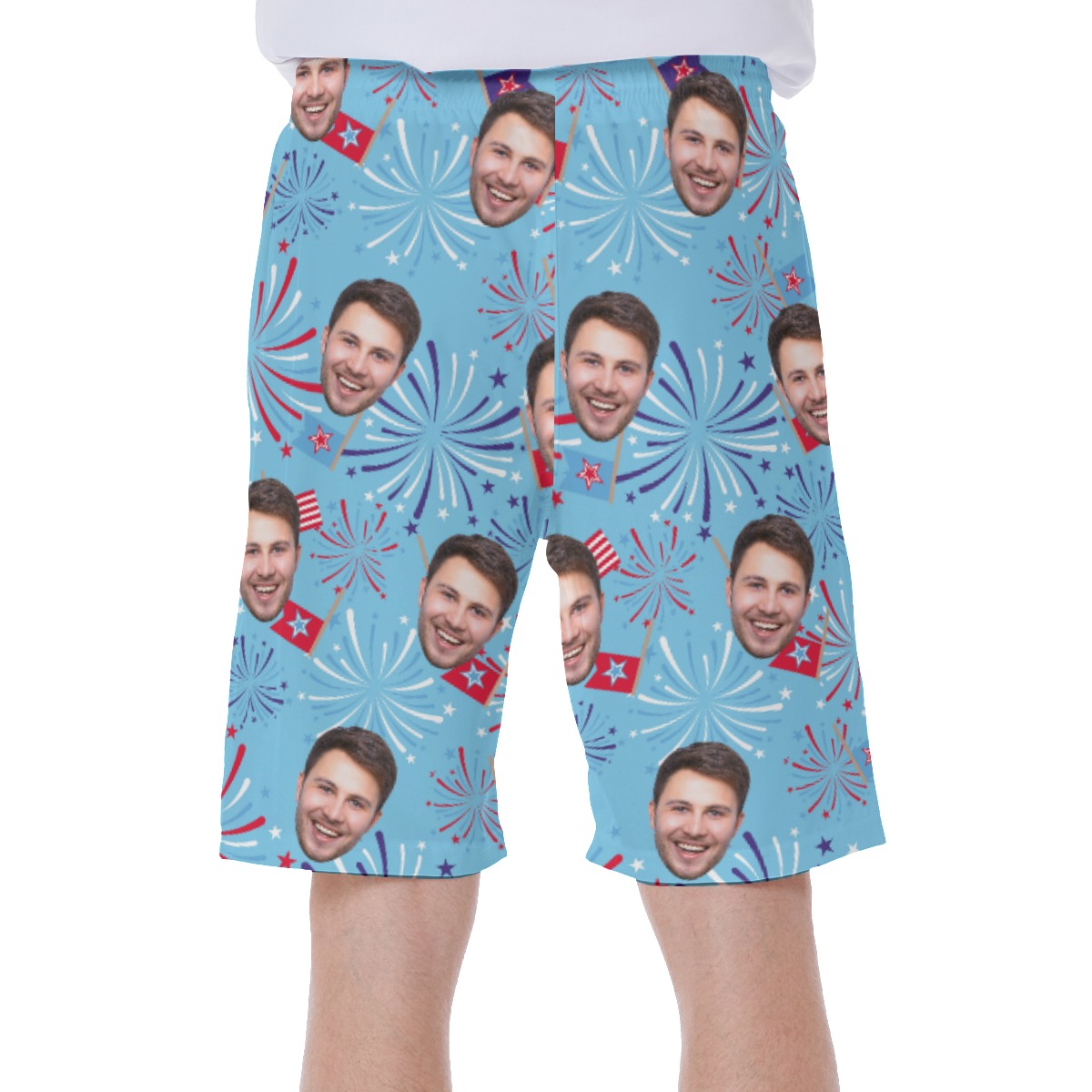 Independence Day Custom Face Men's Hawaiian Shorts