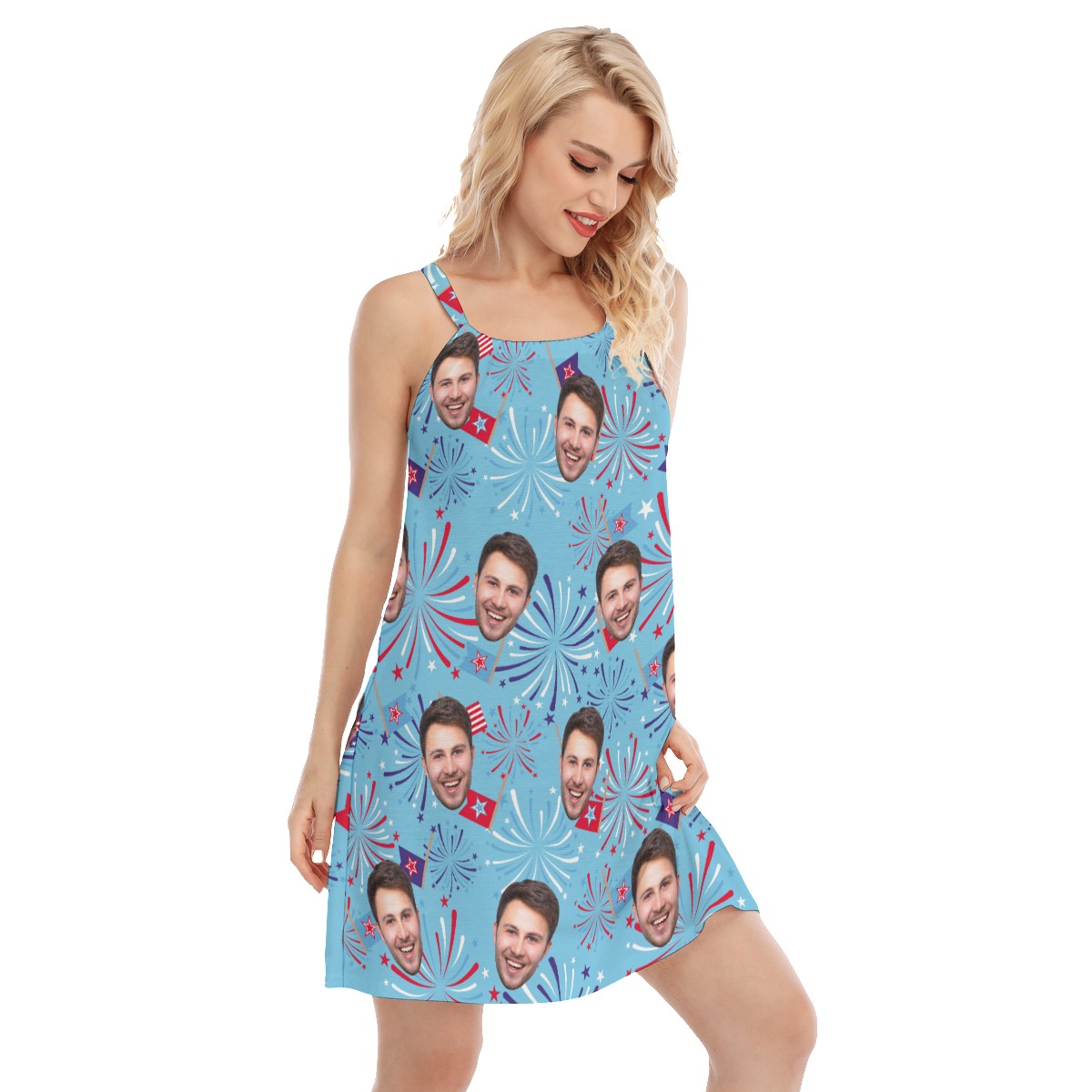 Festive Patriotic Cami Dress With Custom Face