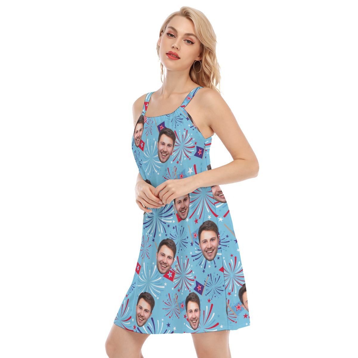 Festive Patriotic Cami Dress With Custom Face