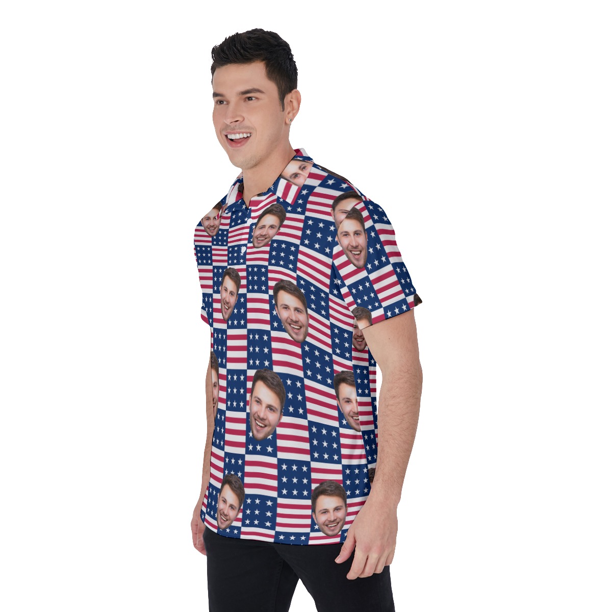 USA Flags Custom Multi Face Men's Golf Shirt
