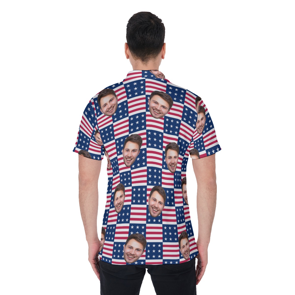 USA Flags Custom Multi Face Men's Golf Shirt