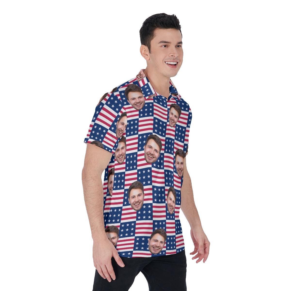 USA Flags Custom Multi Face Men's Golf Shirt