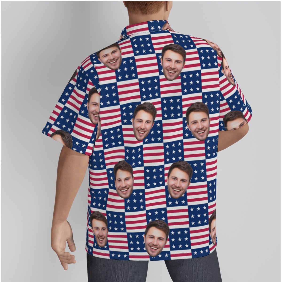 American Flag Hawaiian Shirt With Custom Multi Face