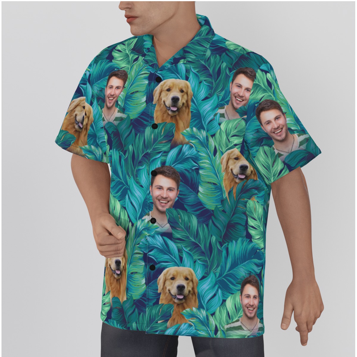 Custom Face And Dog Hawaiian Shirt
