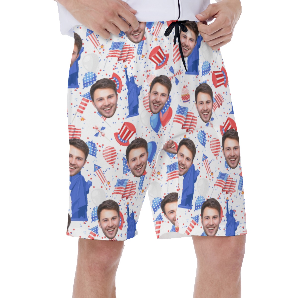 American Freedom Hawaiian Swim Trunks With Custom Face