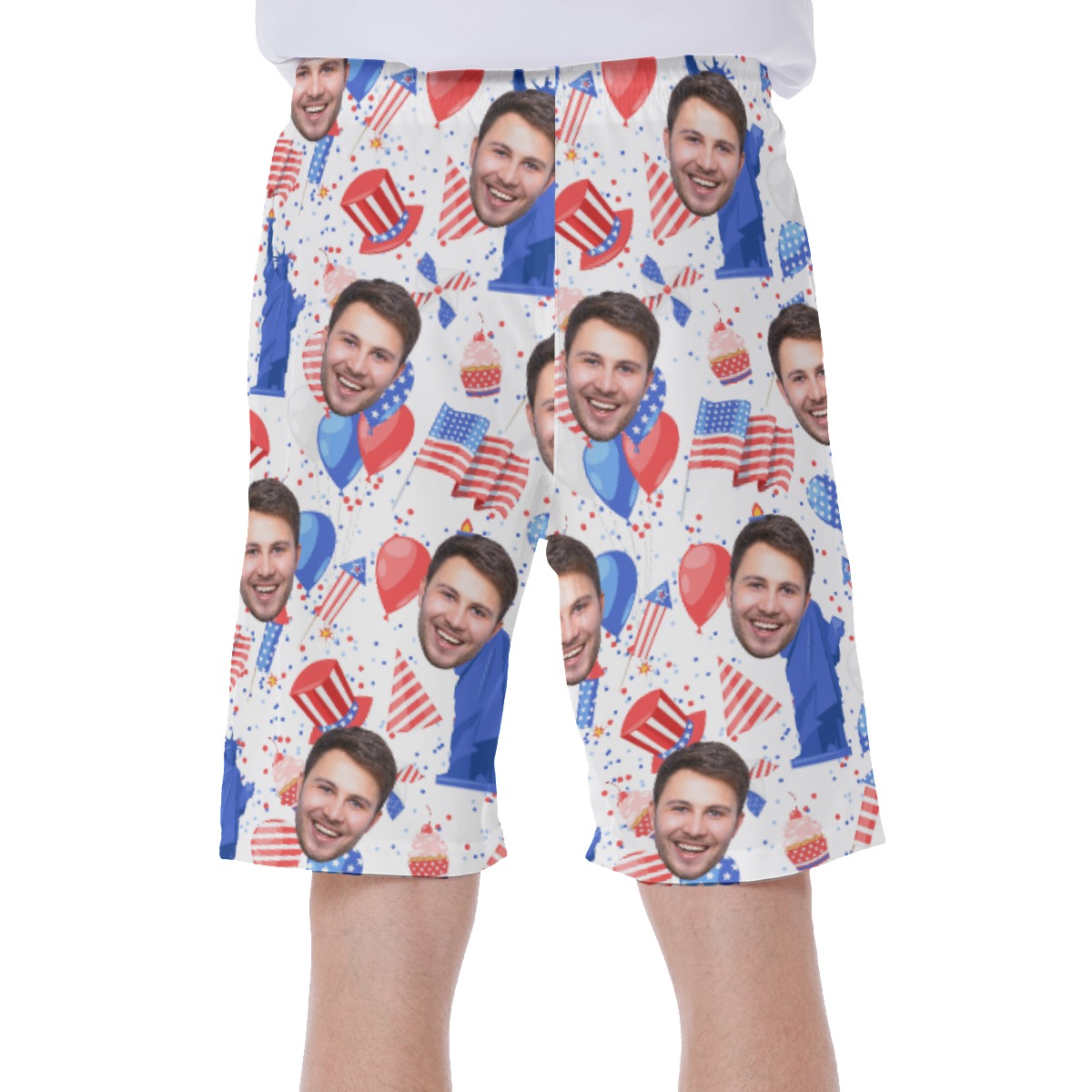 American Freedom Hawaiian Swim Trunks With Custom Face