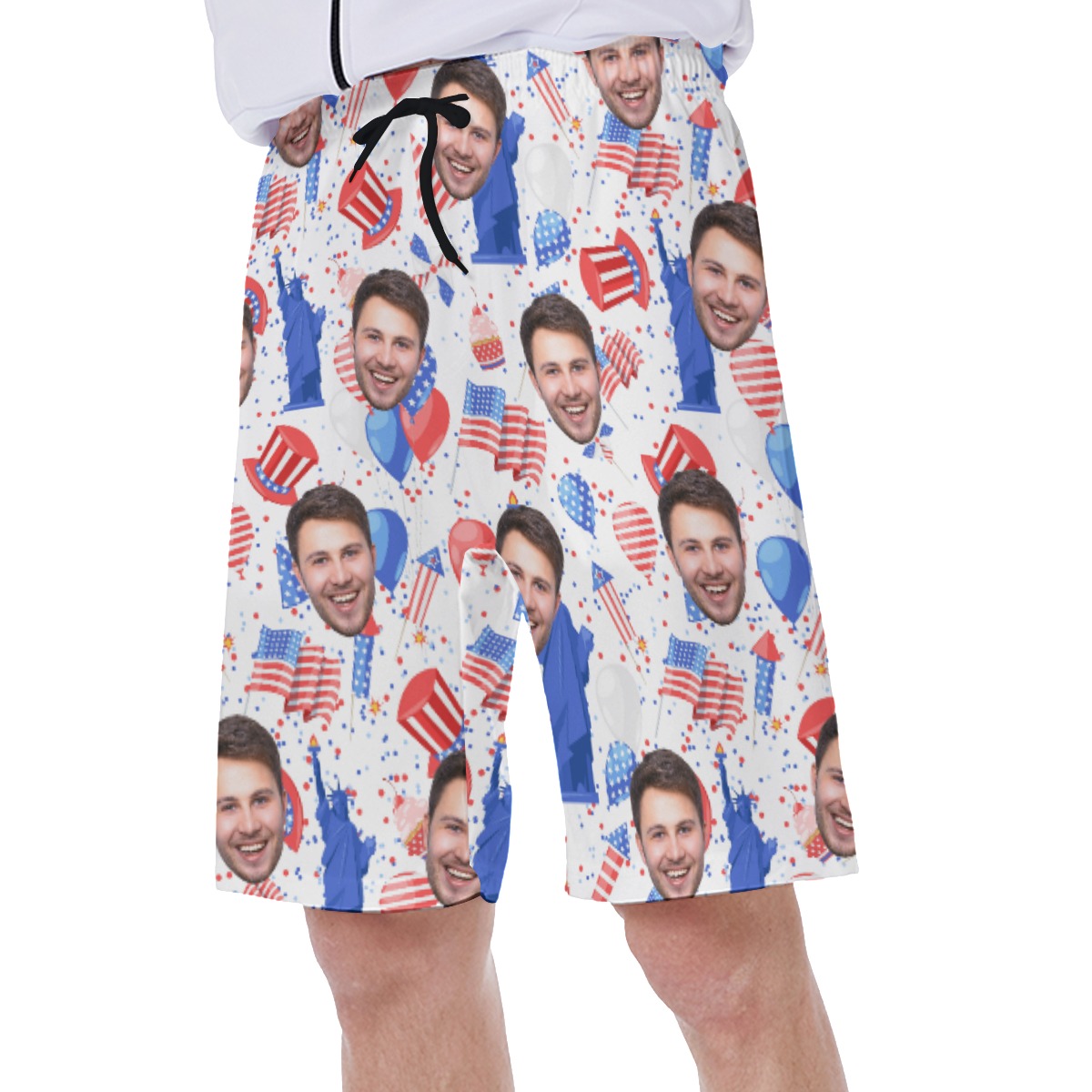 American Freedom Hawaiian Swim Trunks With Custom Face