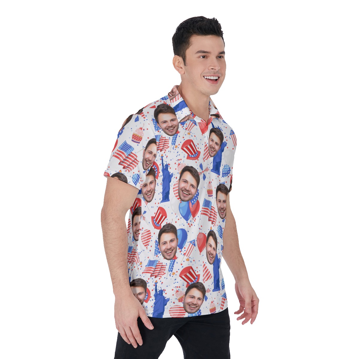 American Freedom Collared Shirt With Custom Face