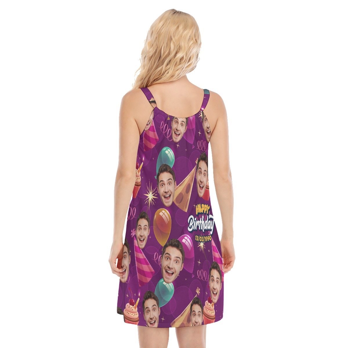 Funny Custom Face Happy Birthday Hawaiian Cami Dress