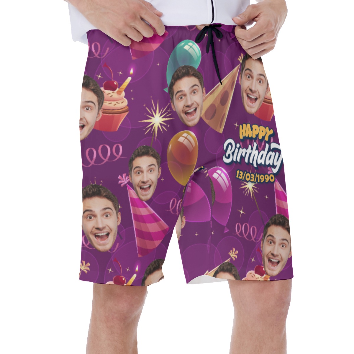 Funny Custom Birthday Hawaiian Swim Trunks For Men