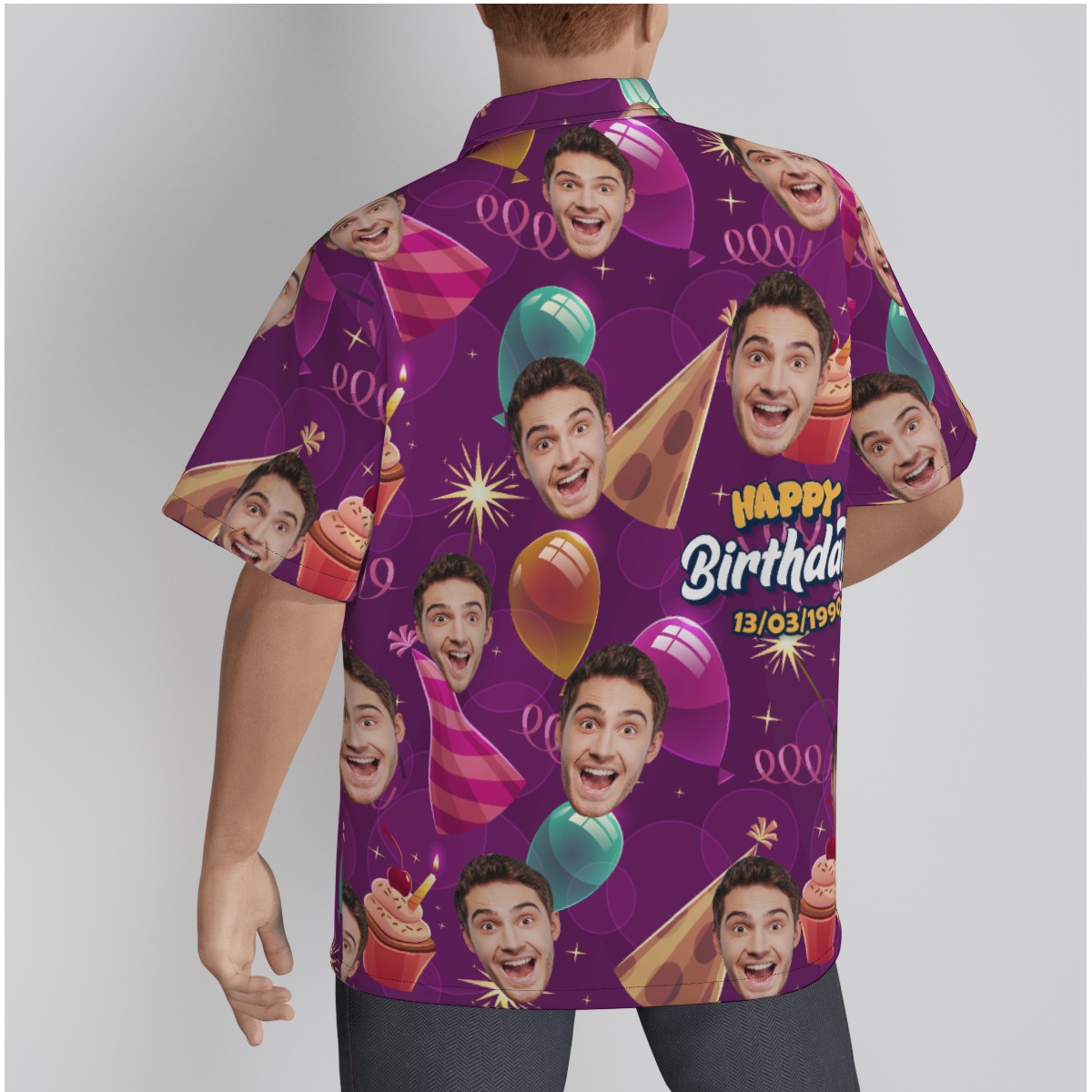 Funny Custom Face And Date Birthday Hawaiian Shirt