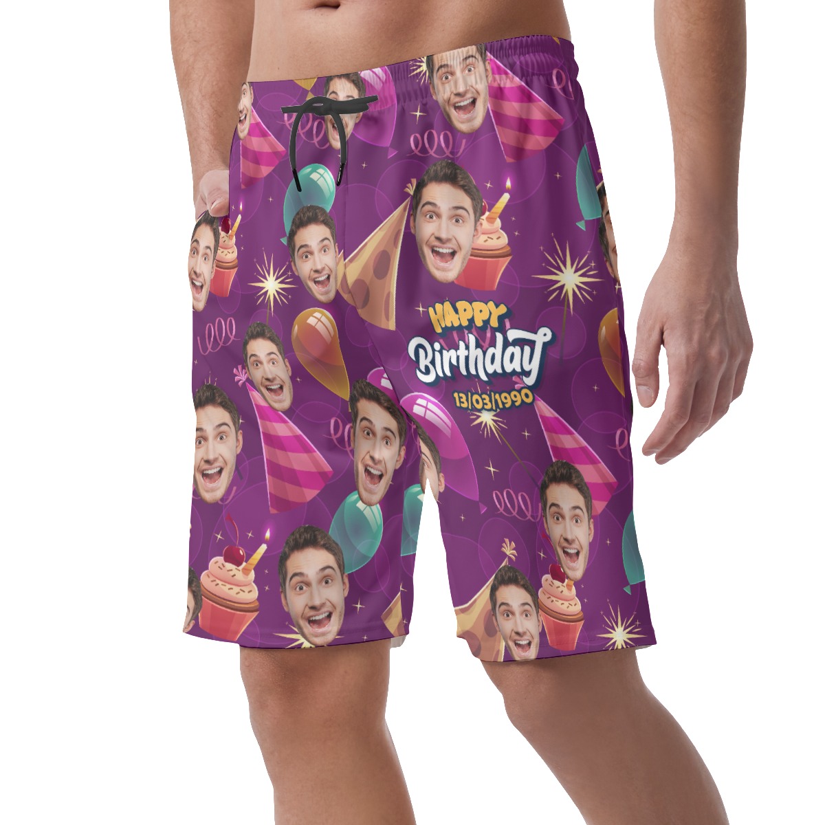 Funny Custom Birthday Hawaiian Shorts With Face And Date