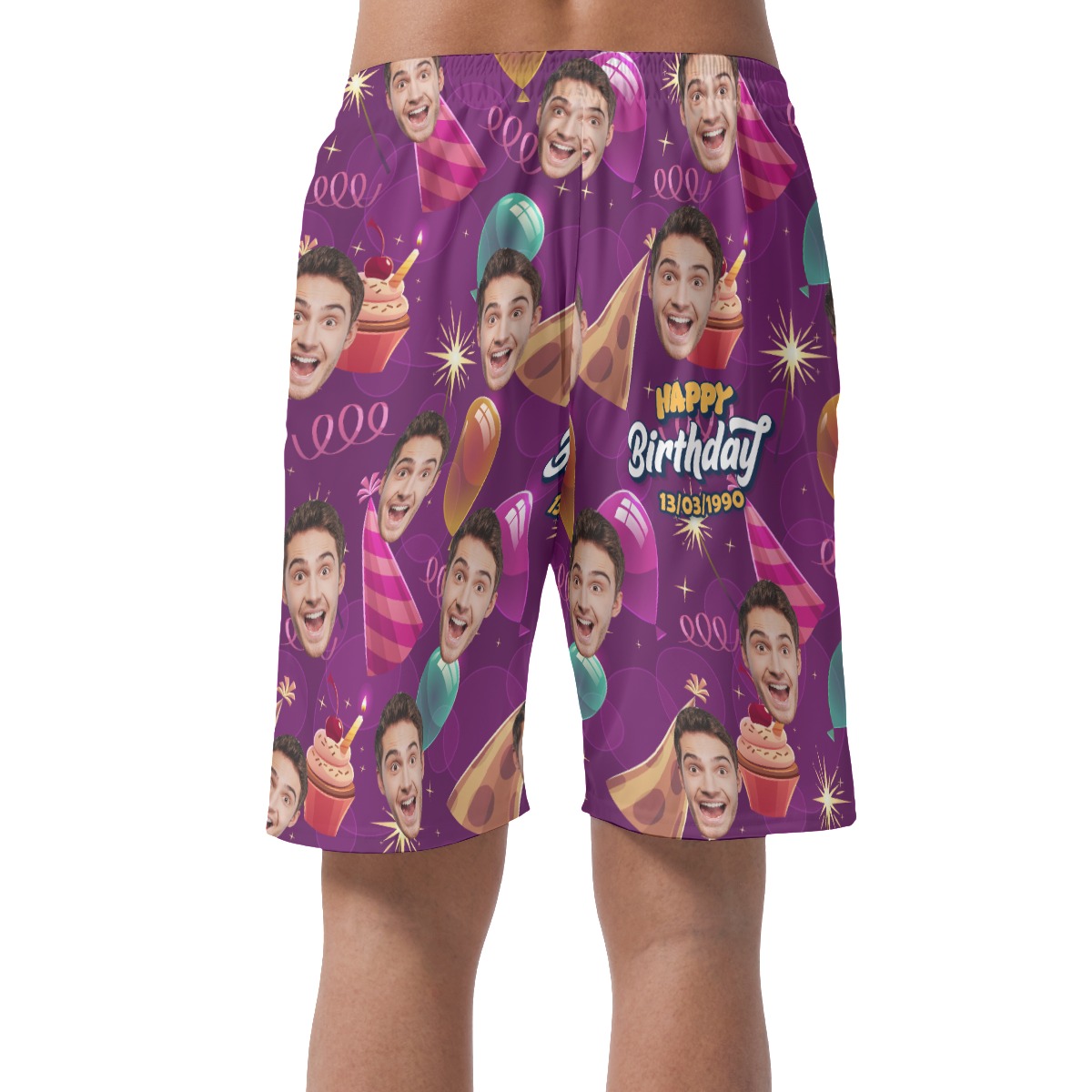 Funny Custom Birthday Hawaiian Shorts With Face And Date