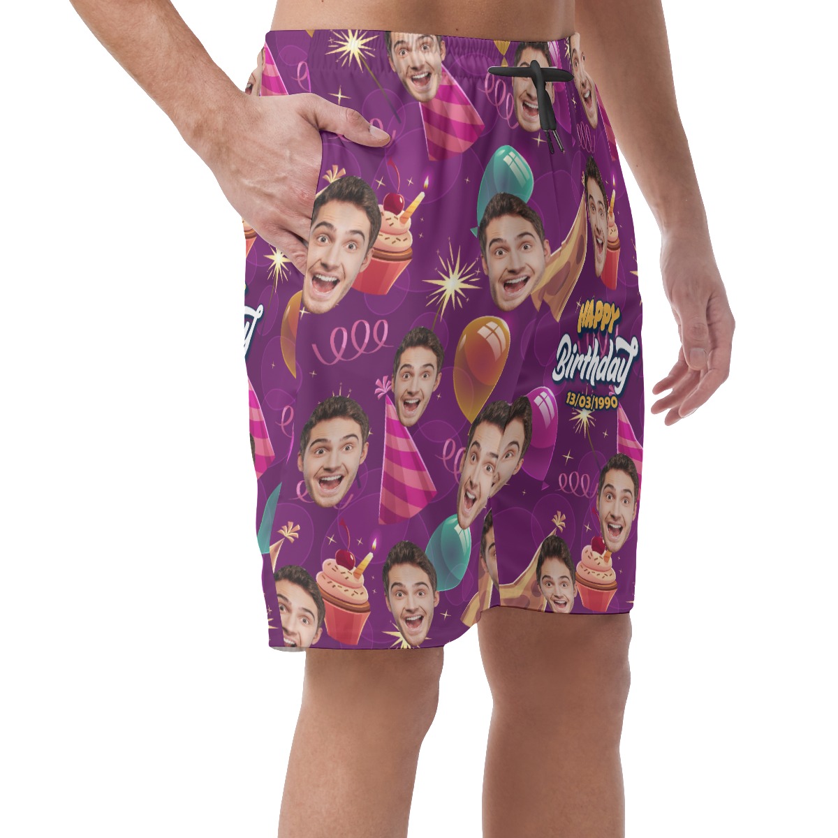 Funny Custom Birthday Hawaiian Shorts With Face And Date