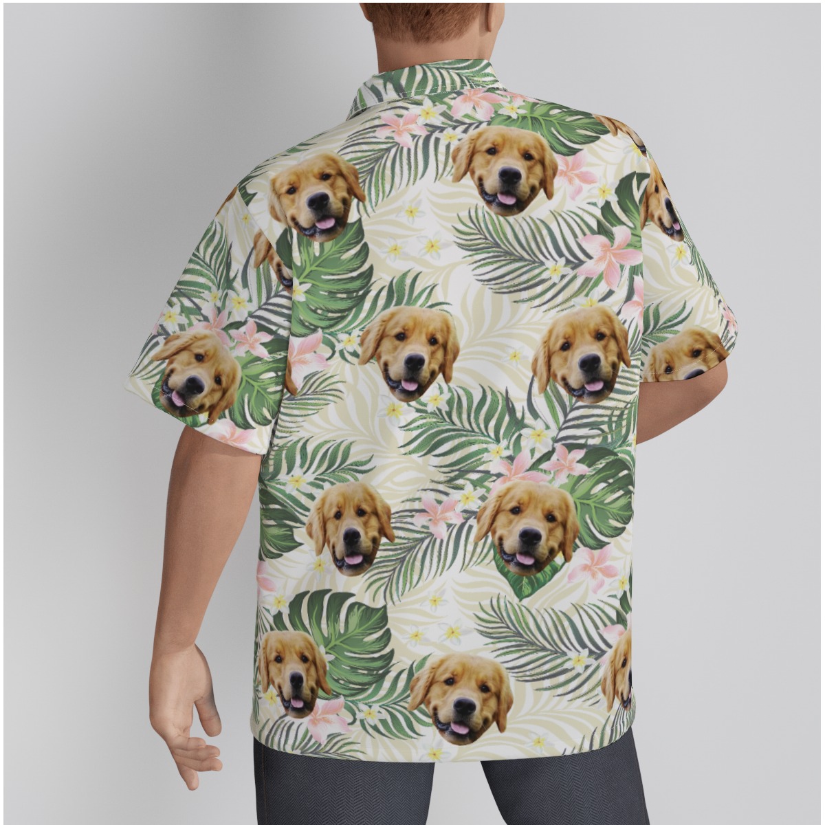 Custom Dog Face Tropical Hawaiian Shirt For Men