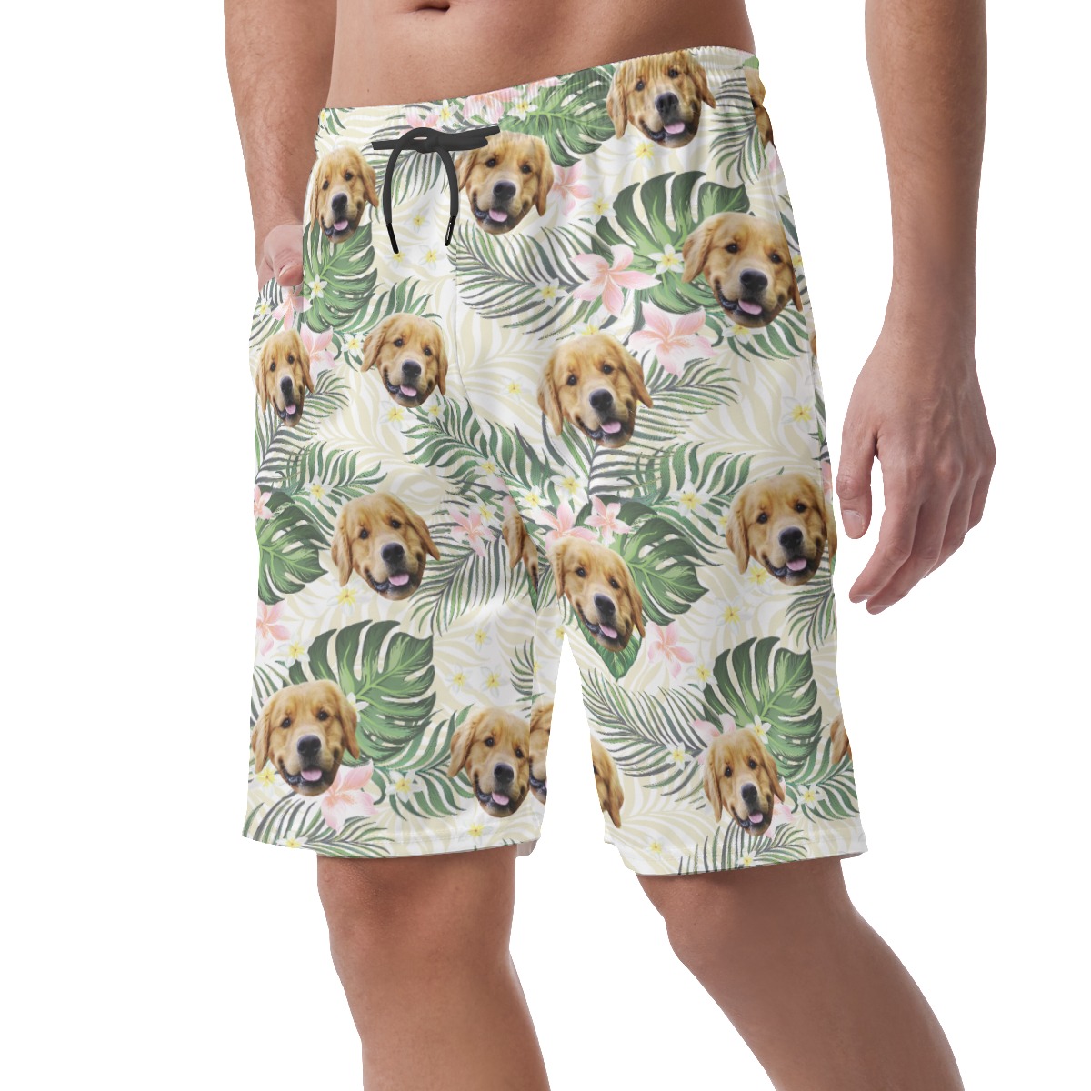 Funny Custom Pet Face Tropical Hawaiian Summer Shorts For Men