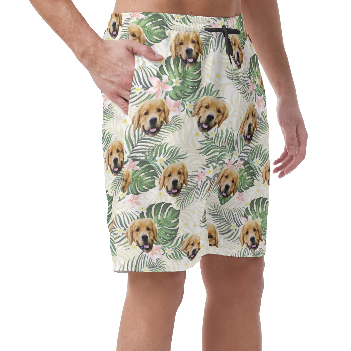 Funny Custom Pet Face Tropical Hawaiian Summer Shorts For Men