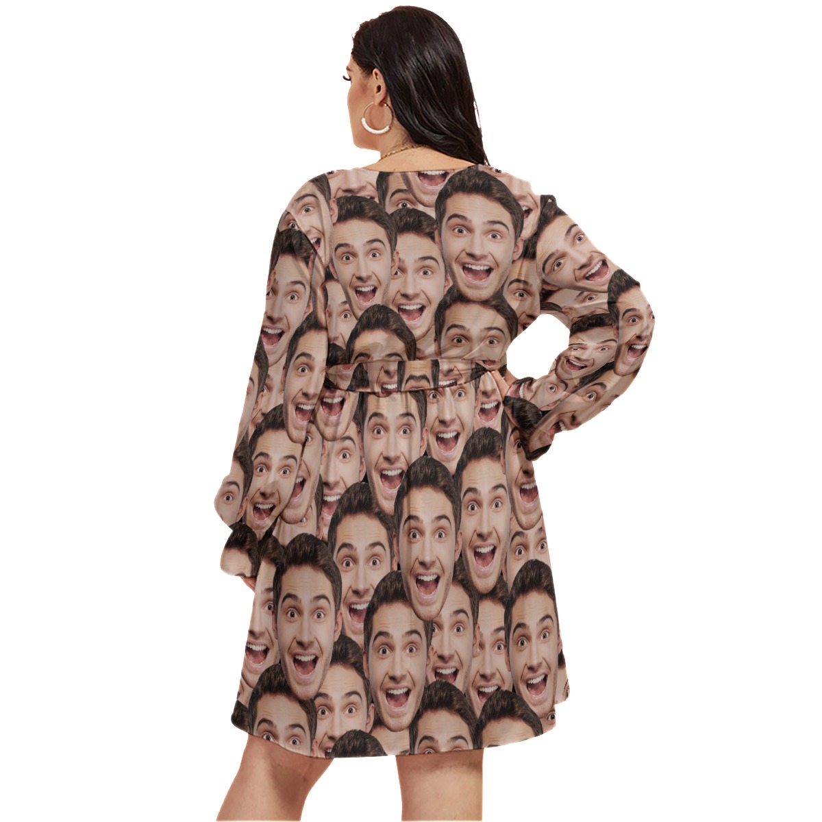 Face Personalized Hawaiian V-neck Oversized Dress