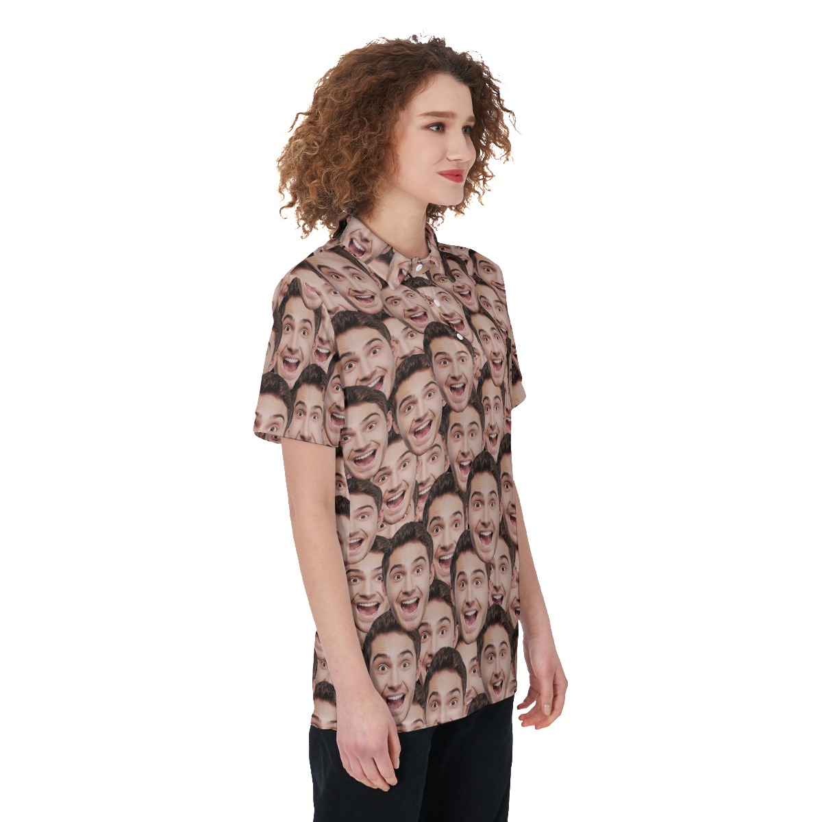 Women's Funny Custom Face Hawaiian Polo Shirt