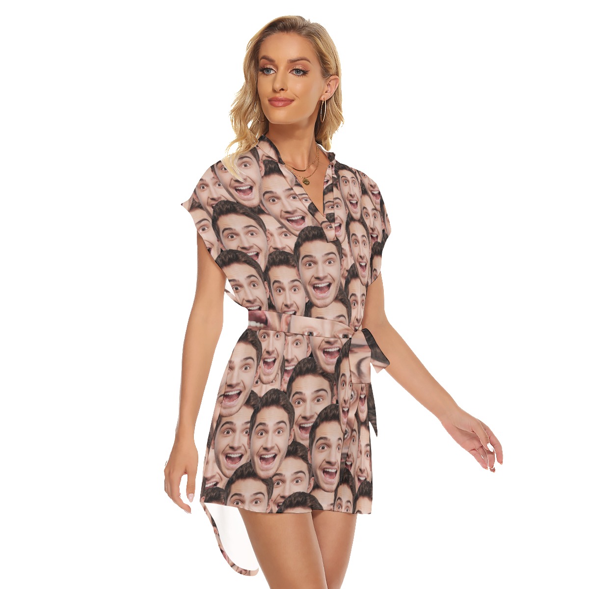 Women's Funny Face Customize Hawaiian Dress With Belt