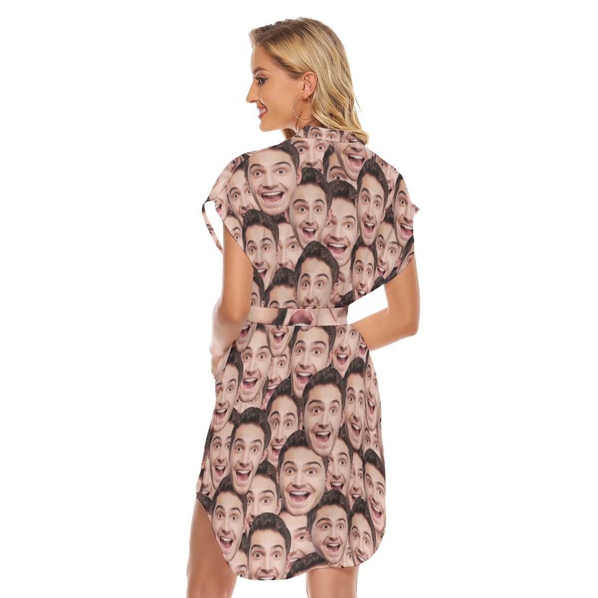 Women's Funny Face Customize Hawaiian Dress With Belt