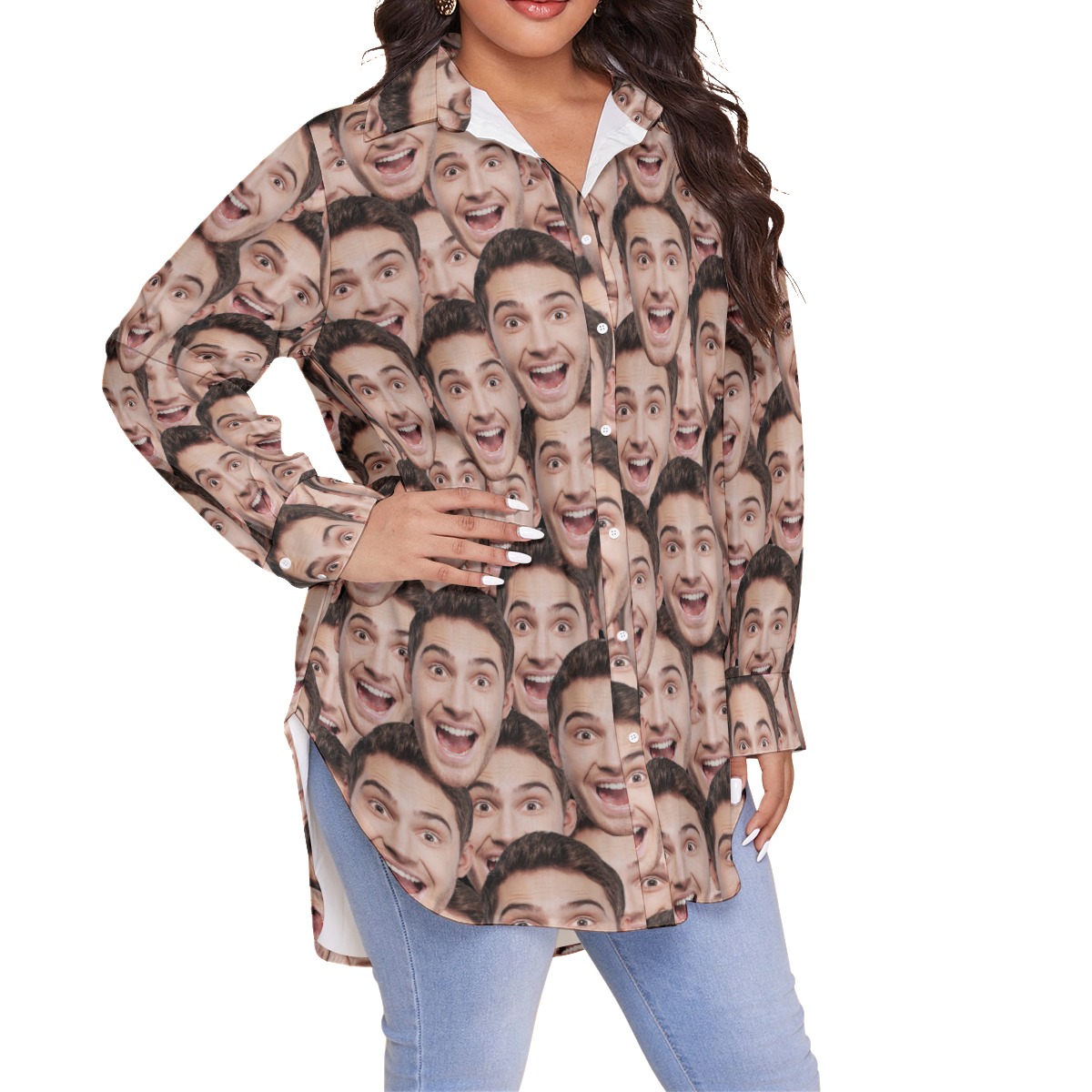 Women's Funny Custom Face Plus Size Hawaiian Shirt