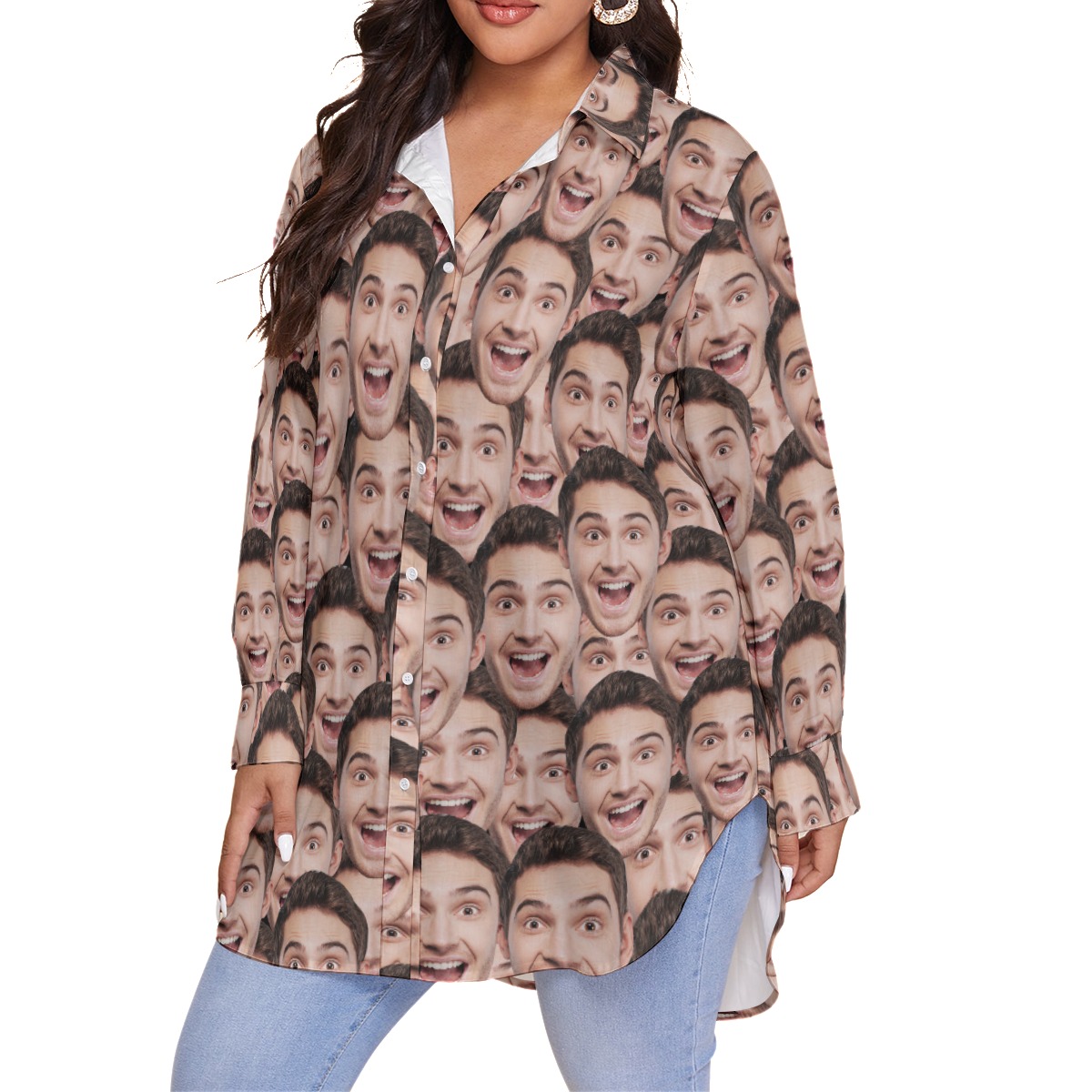 Women's Funny Custom Face Plus Size Hawaiian Shirt