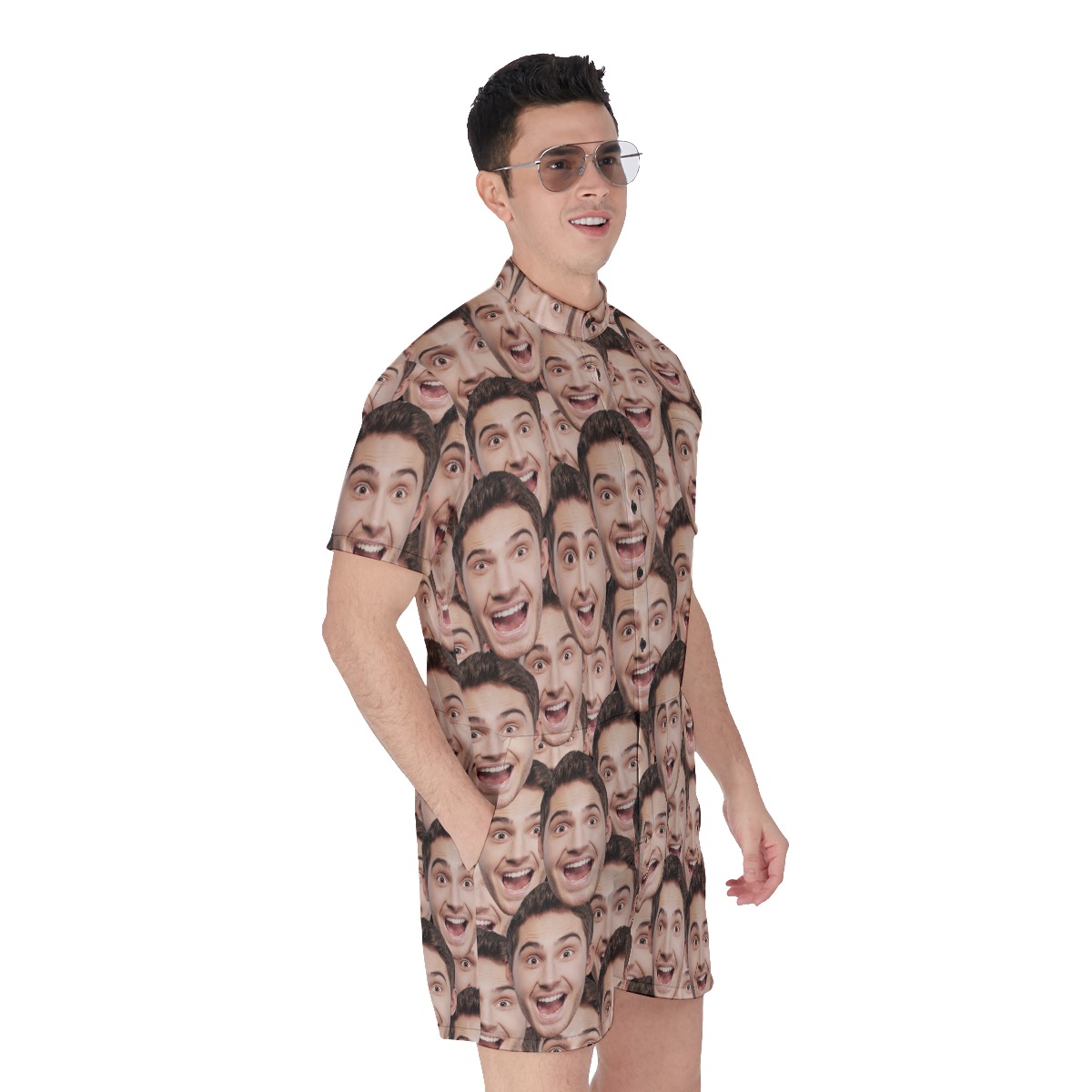 Unique Custom Funny Face Hawaiian Romper For Men