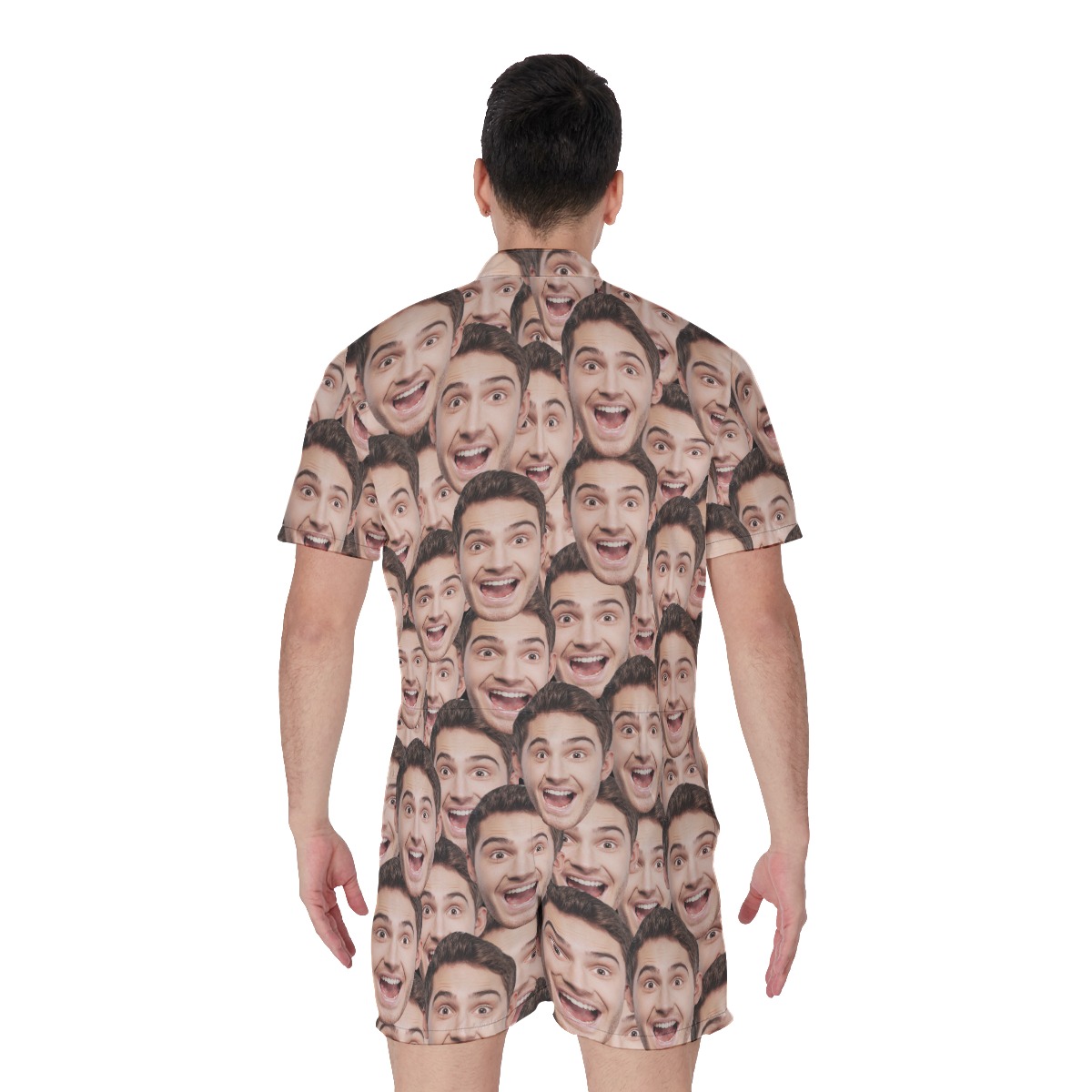 Unique Custom Funny Face Hawaiian Romper For Men