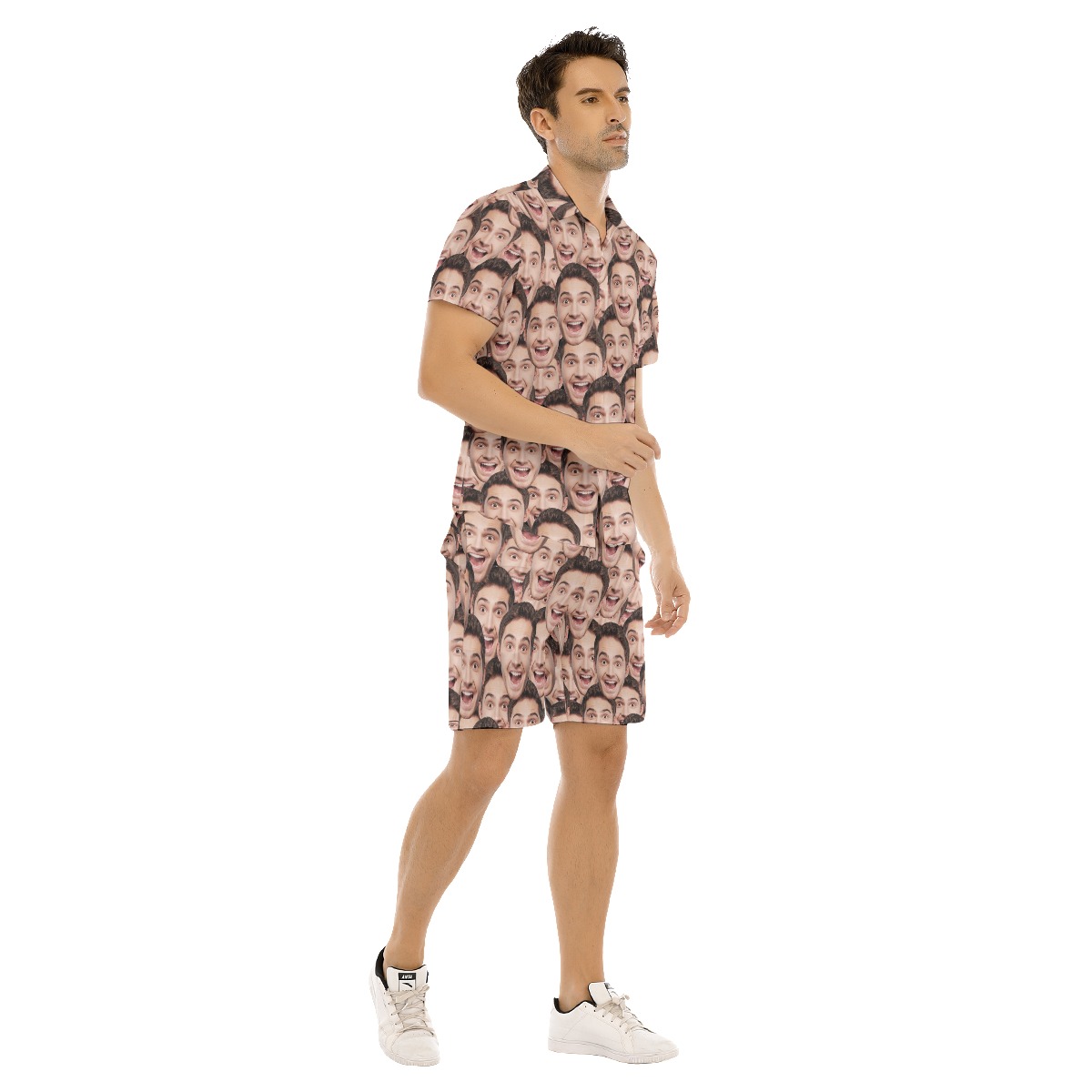 Men's Funny Custom Face Hawaiian Shirt Set