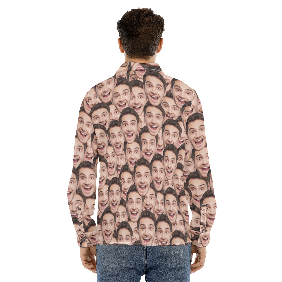 Men's Custom Face Funny Long Sleeve Hawaiian Shirt