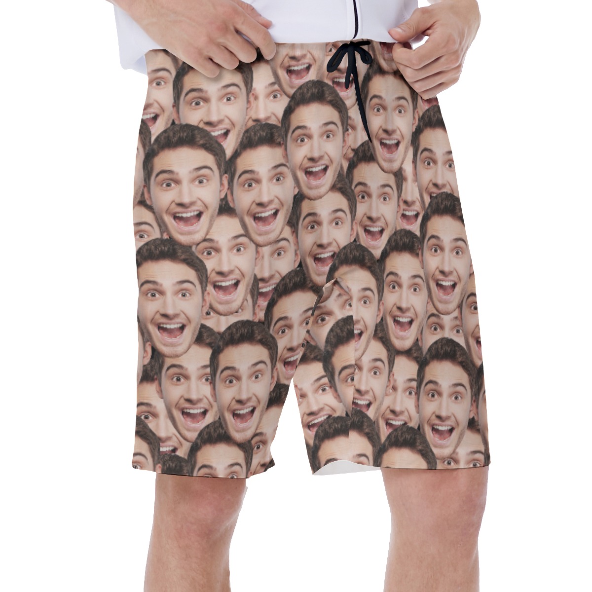 Custom Funny Face Hawaiian Swim Trunks For Men