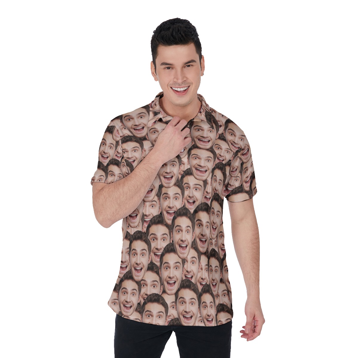 Custom Face Funny Polo Hawaiian Shirt For Men - variant image 1