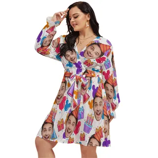 Happy Birthday Personalized Hawaiian V-neck Oversized Dress