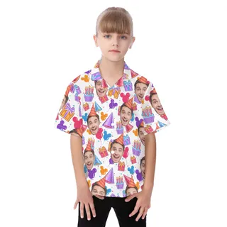 Birthday Custom Face Hawaiian Shirt For Kids