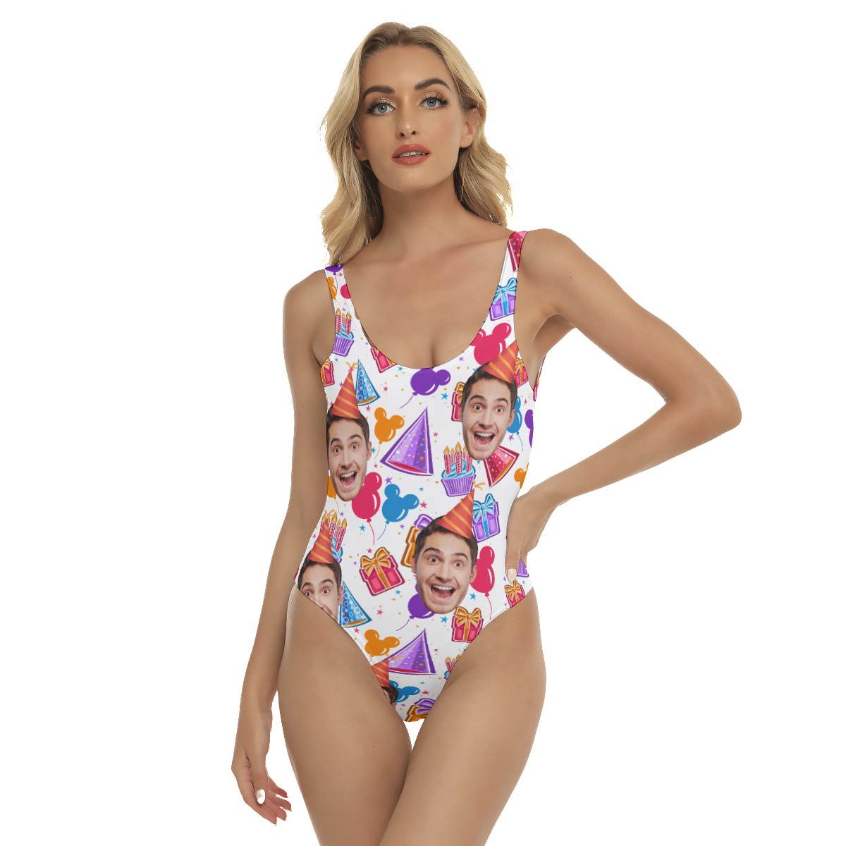 Custom Face Birthday Hawaiian One Piece Swimsuit For Women - variant image 1