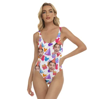Custom Face Birthday Hawaiian One Piece Swimsuit For Women