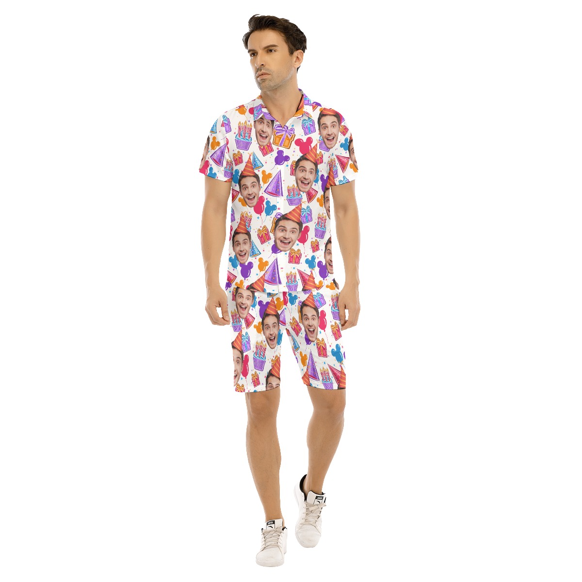 Men's Happy Birthday Custom Face Hawaiian Shirt Set - variant image 1