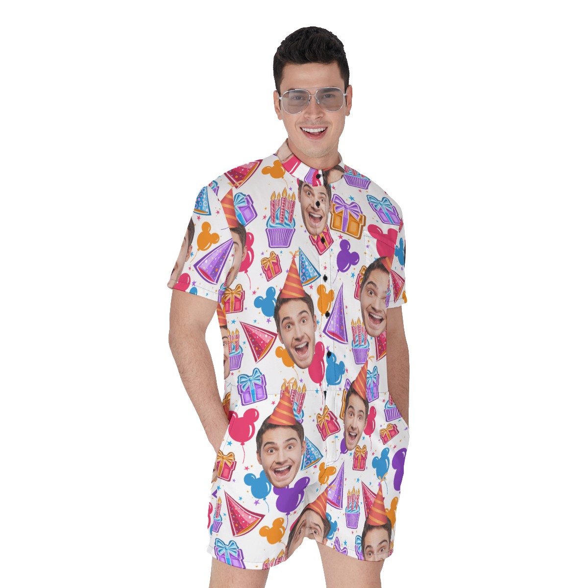 Happy Birthday Custom Face Hawaiian Romper For Men - variant image 1