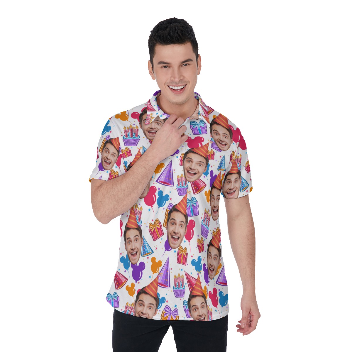 Custom Face Birthday Polo Hawaiian Shirt For Men - variant image 1