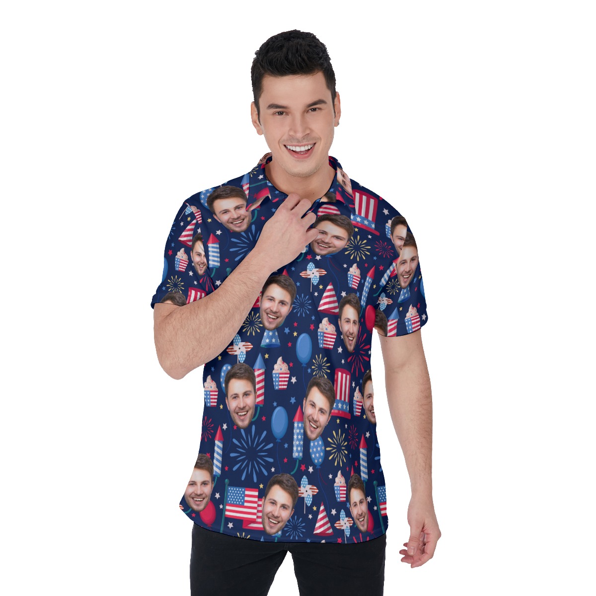 Patriotic Day Custom Face Men's Polo Shirt - variant image 1