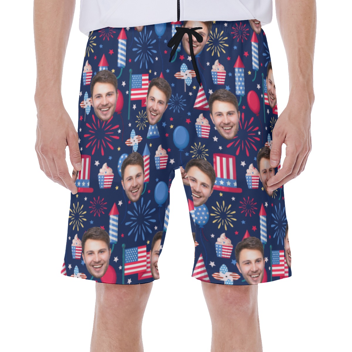 Funny Custom Face Patriotic Men's Swim Trunks - variant image 1
