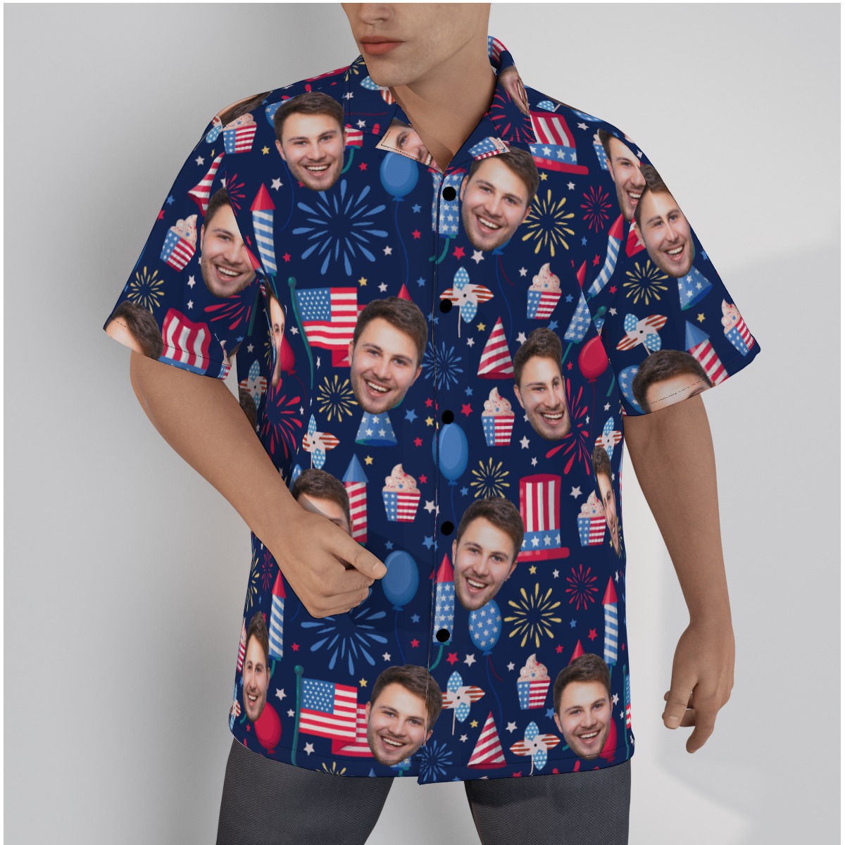 4th Of July Custom Face Hawaiian Shirt For Men - variant image 1